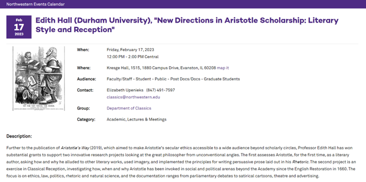 Northwestern Classics Department Seminar